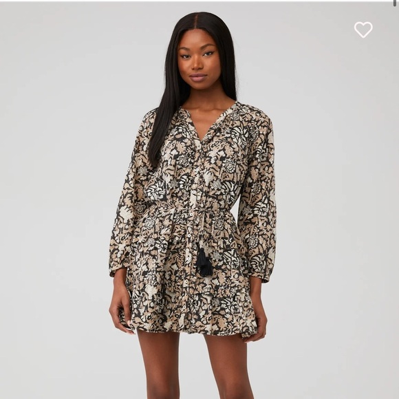 Cleobella Mylah Mini Dress Size Medium Ruffle Floral Organic Cotton Button Down - Picture 5 of 16